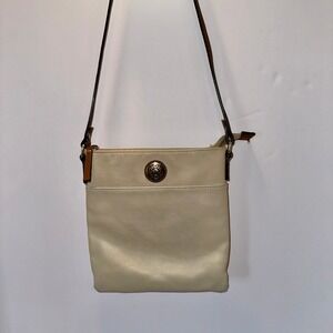 Tommy‎ Hilfiger Crossbody Bag Purse Beige Faux Leather Small Travel
